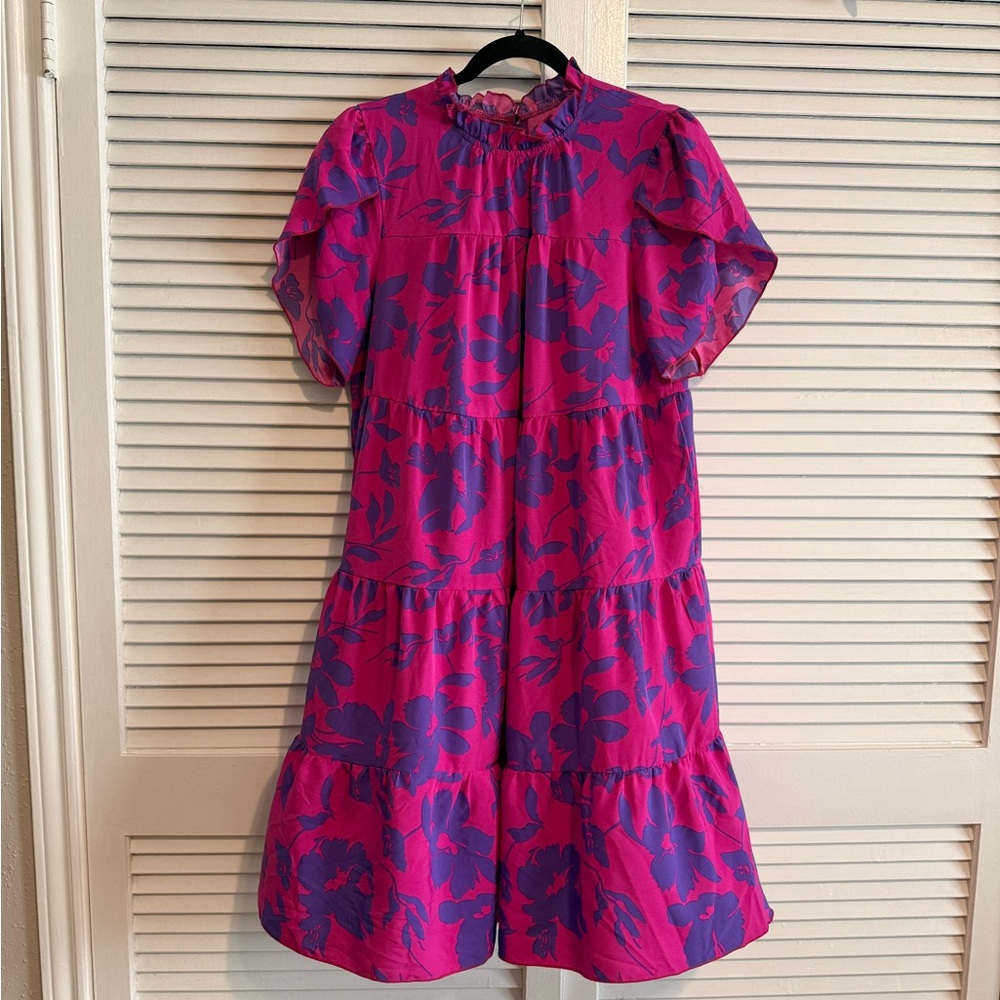 SHEIN Pink and Purple Floral Dress